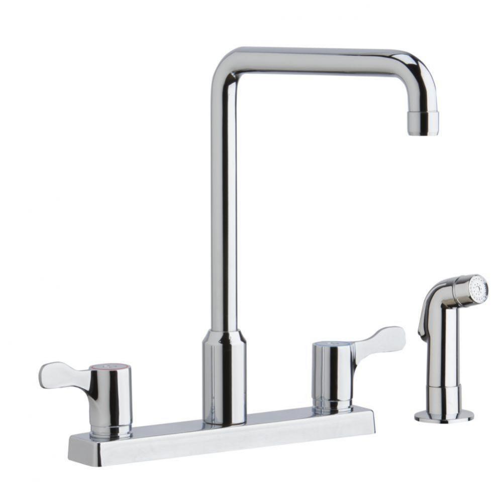 8&apos;&apos; Centerset Exposed Deck Mount Faucet with Arc Spout and 2-5/8&apos;&apos; Lever Handl