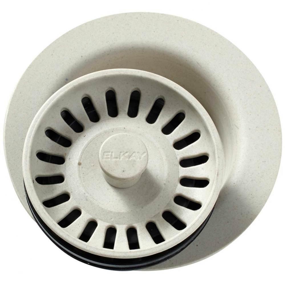 Polymer 3-1/2&apos;&apos; Disposer Flange with Removable Basket Strainer and Rubber Stopper Bisque