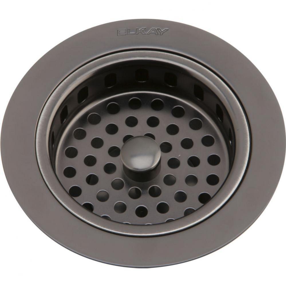 3-1/2&apos;&apos; Drain Fitting Antique Steel Finish Body and Basket with Rubber Stopper