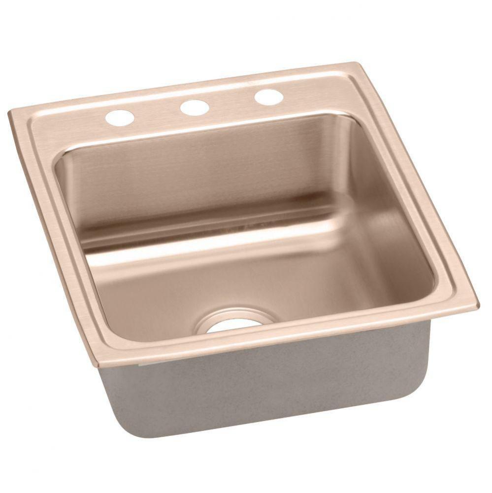 CuVerro Antimicrobial Copper 19-1/2&apos;&apos; x 22&apos;&apos; x 10-1/8&apos;&apos;, Single Bowl