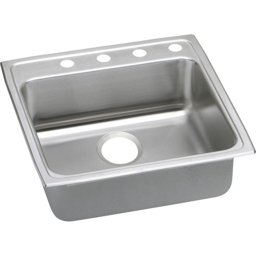 Lustertone Classic Stainless Steel 22&apos;&apos; x 22&apos;&apos; x 6&apos;&apos;, 4-Hole Single