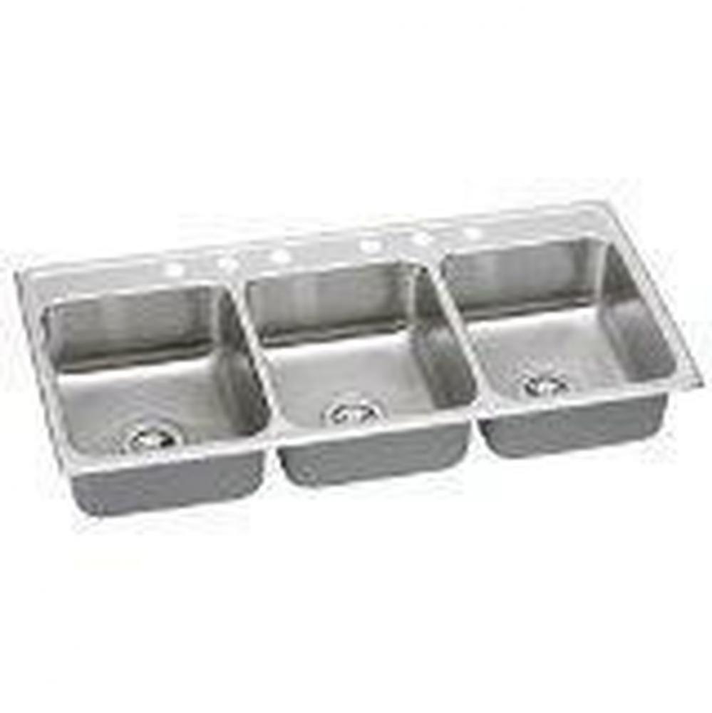 18 Gauge Stainless Steel 54&apos;&apos; x 22&apos;&apos; x 10.125&apos;&apos; Triple Bowl Drop-in