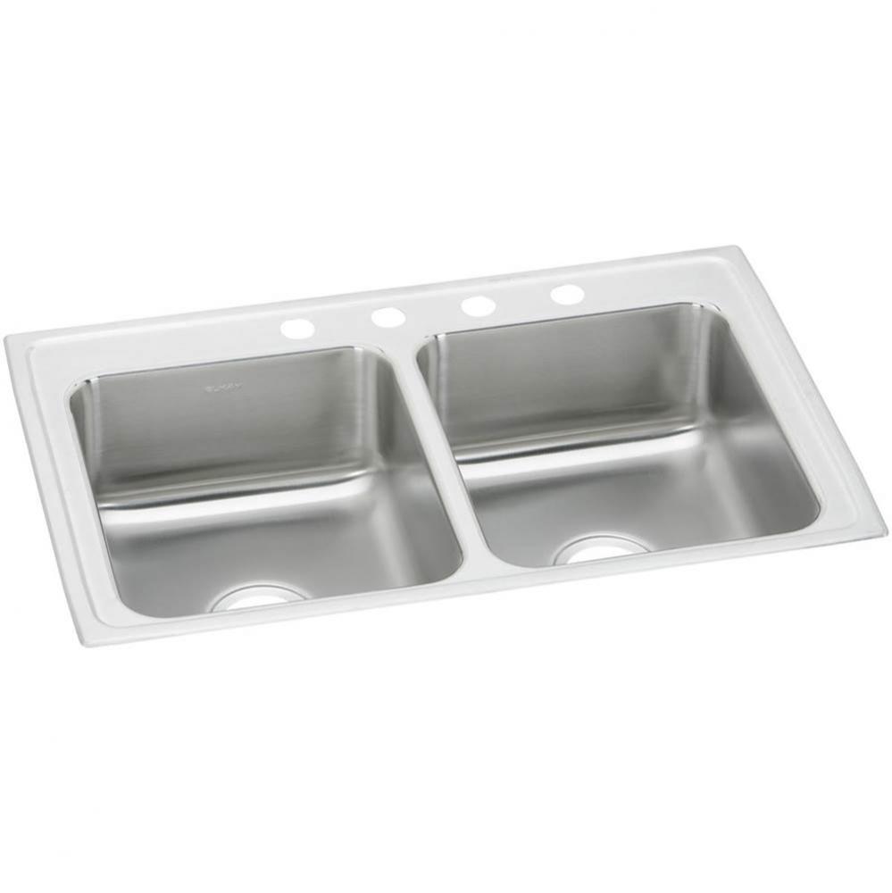 Celebrity Stainless Steel 33&apos;&apos; x 22&apos;&apos; x 7-1/2&apos;&apos;, 4-Hole Equal Double