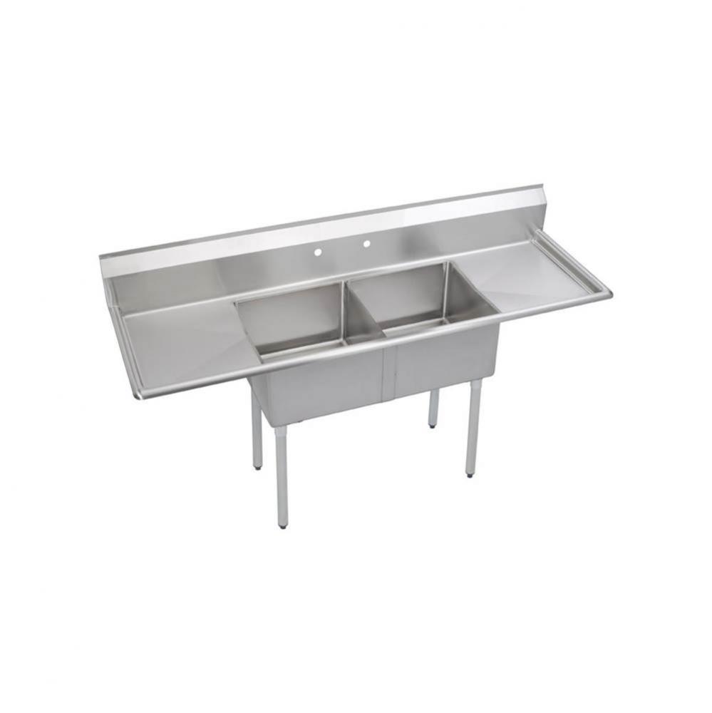 Dependabilt Stainless Steel 72&apos;&apos; x 23-13/16&apos;&apos; x 43-3/4&apos;&apos; 18 Gauge Tw