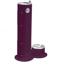 Elkay 4400DBFRKPUR - Halsey Taylor Endura II Tubular Outdoor Fountain, Pedestal w/ Pet Station, Non-Filtered Non-Refrig