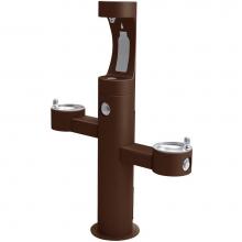 Elkay 4430BF1UFRKBRN - Halsey Taylor Endura II Outdoor HydroBoost Bottle Filling Station, Tri-Level Pedestal Non-Filtered