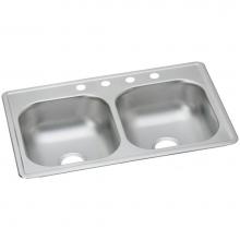 Elkay D233190 - Dayton Stainless Steel 33'' x 19'' x 6-7/16'', Equal Double Bowl Dro