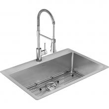 Elkay ECTSRS33229TFC - Crosstown 18 Gauge Stainless Steel 33'' x 22'' x 9'', 1-Hole Single