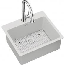 Elkay ELG2522WH0FC - Quartz Classic 25'' x 22'' x 9-1/2'', Single Bowl Drop-in Sink Kit w