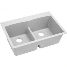 Elkay ELGDLB3322WH0 - Quartz Classic 33'' x 22'' x 10'', Equal Double Bowl Drop-in Sink wi