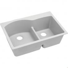 Elkay ELGH3322RWH0 - Quartz Classic 33'' x 22'' x 10'', Offset 60/40 Double Bowl Drop-in