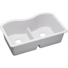 Elkay ELGULB3322WH0 - Quartz Classic 33'' x 20'' x 9-1/2'', Equal Double Bowl Undermount S