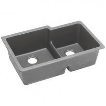 Elkay ELGULBO3322GS0 - Quartz Classic 33'' x 20-1/2'' x 9-1/2'', Offset 60/40 Double Bowl U