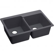 Elkay ELX250RCH0 - Quartz Luxe 33'' x 22'' x 9-1/2'' Offset Double Bowl Drop-in Sink Ch