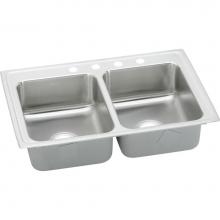 Elkay LRQ33193 - 18 Gauge Stainless Steel 33'' x 19.5'' x 7.625'' Double Bowl Top Mou