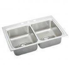 Elkay LRQ33220 - 18 Gauge 33'' X 22'' X 8.1'' Double Bowl Kitchen Sink