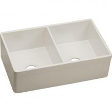 Elkay SWUF32189BI - Fireclay 33'' x 19-15/16'' x 9'', Equal Double Bowl Farmhouse Sink,