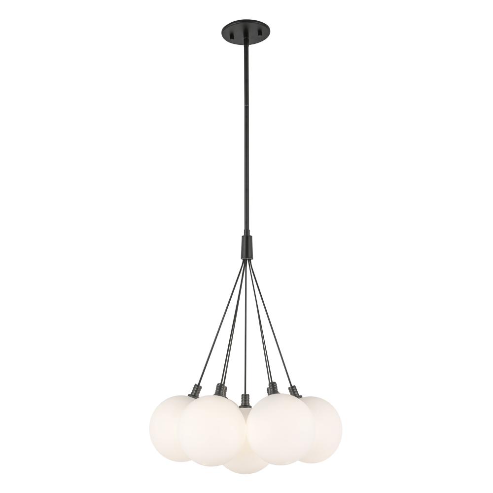 Bolla 16-in Black/Opal Glass LED Chandelier