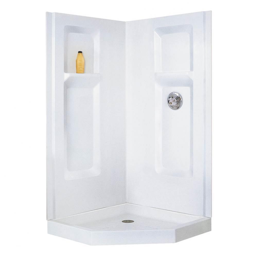 Durawall Corner Shower Wall, 42&apos;&apos;, White, 2 Carton, 700.2W or 742.1W