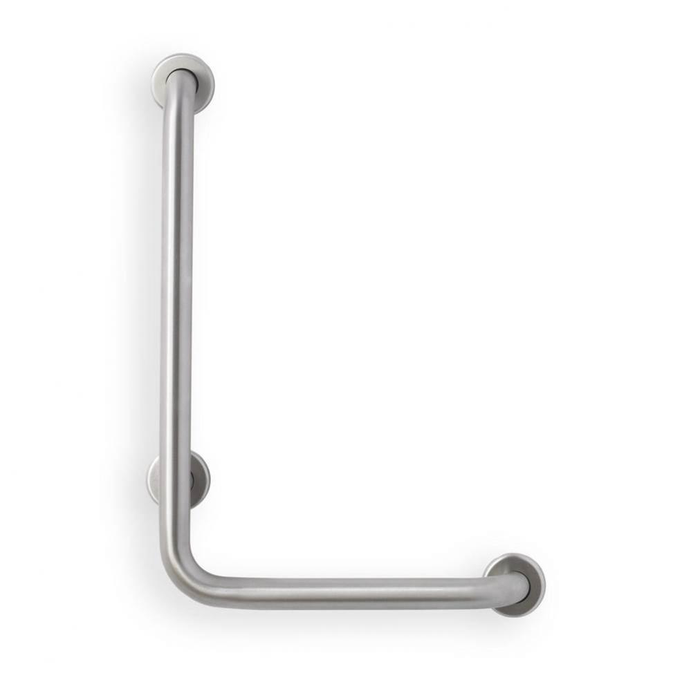 Grab Bar, 24&apos;&apos;x16&apos;&apos; L, 1.5&apos;&apos;, 90 deg Angle, Left Hand, Smooth, Stain