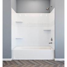 Mustee And Sons 680WHT - Topaz Bathtub Wall with Decorative Trim, Fiberglass, White