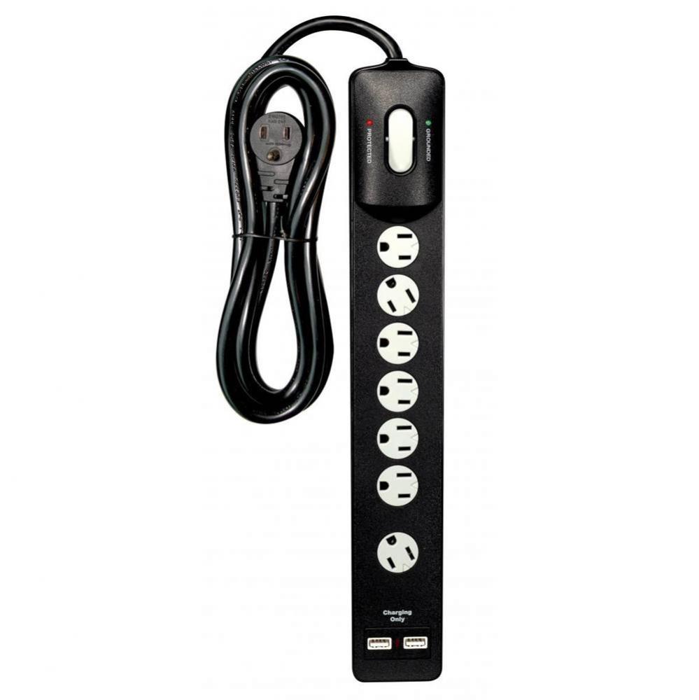 Black 7 Outlet Surge Protector