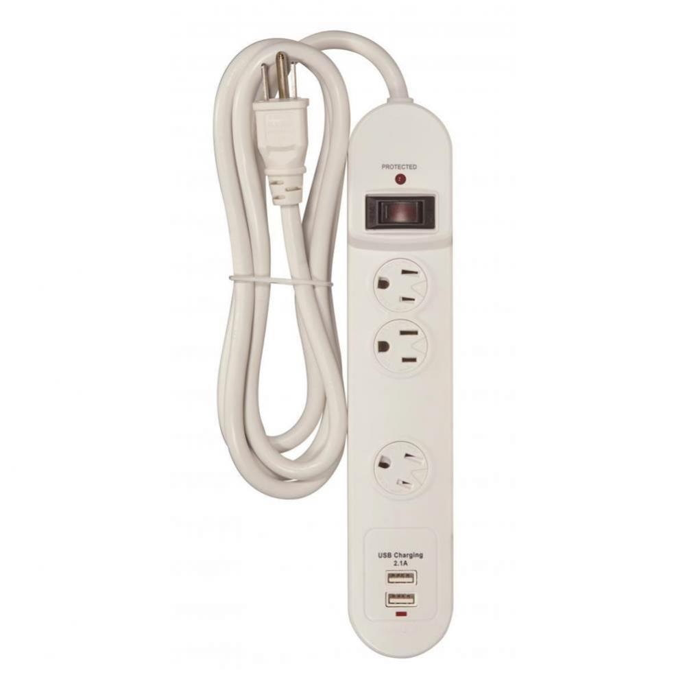 White 3 Outlet Surge Protector