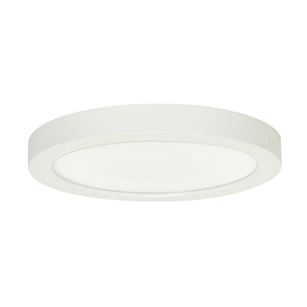 18.5 W 9&apos;&apos; Flush Mount LED Fixture, 3000K, Round Shape, White Finish, 120 V, 0-10 V Dimm