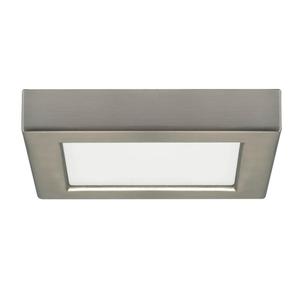 10.5 W 5.5&apos;&apos; Flush Mount LED Fixture, 5000K, Square Shape, Brushed Nickel Finish, 120 V