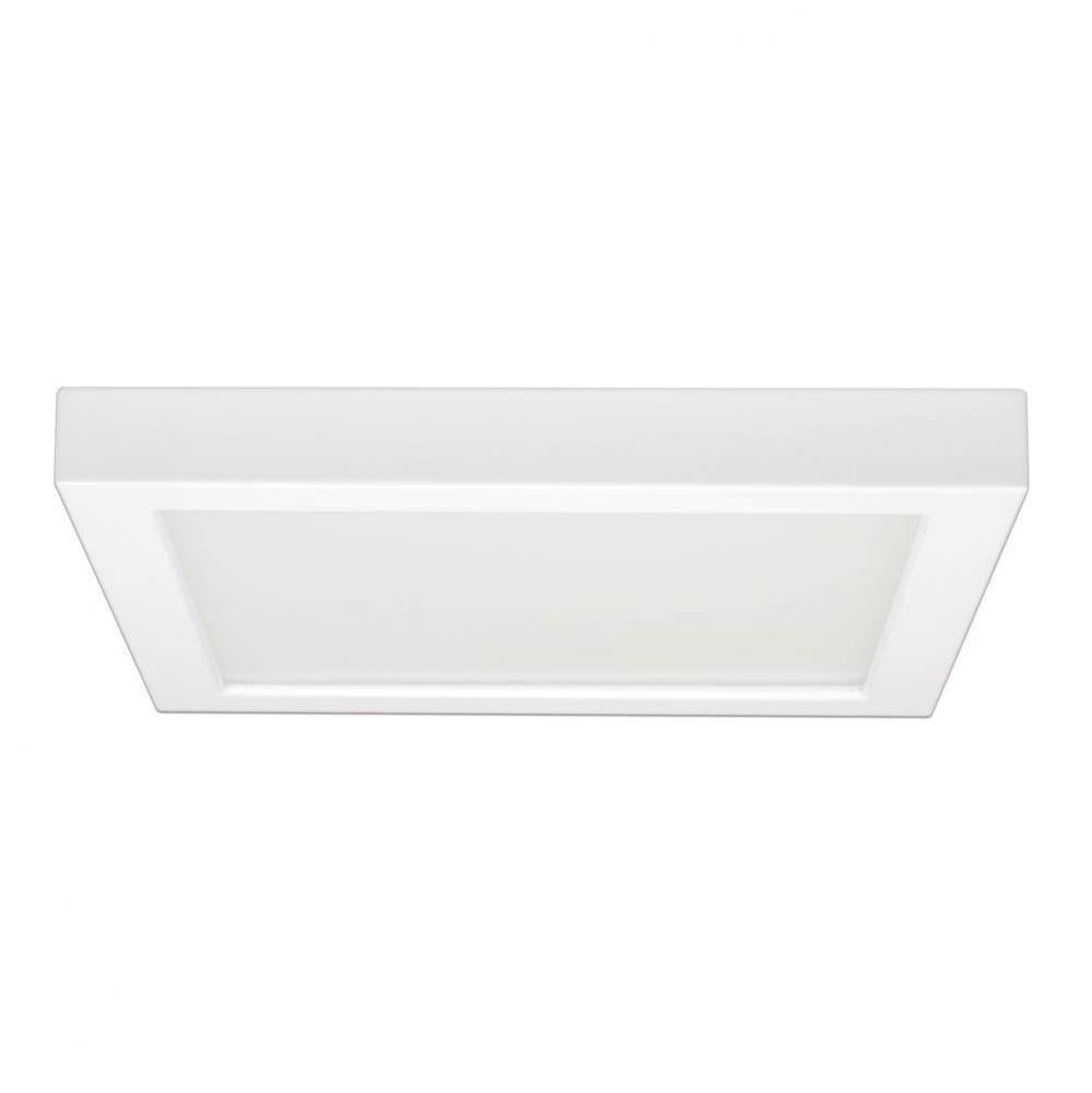 18.5 W 9&apos;&apos; Flush Mount LED Fixture, 3000K, Square Shape, White Finish, 120 V