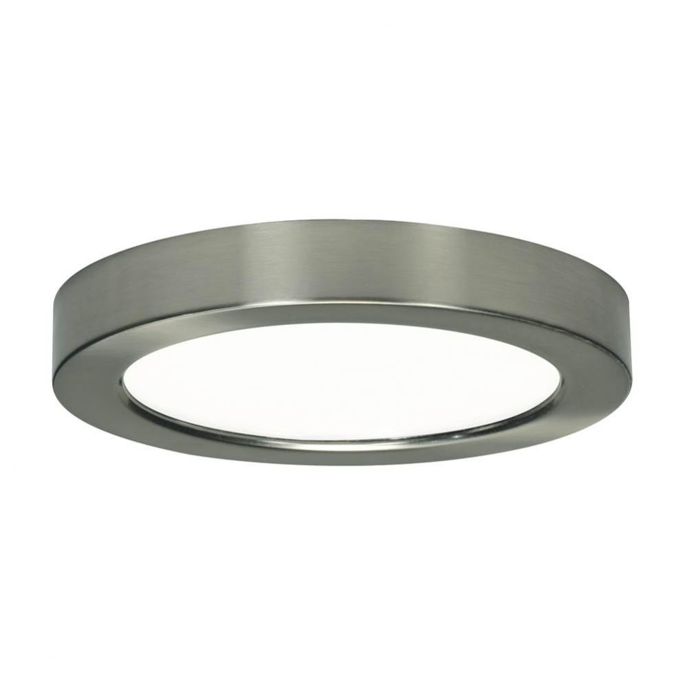 13.5 W 7&apos;&apos; Flush Mount LED Fixture, 3000K, Round Shape, Brushed Nickel Finish, 120 V