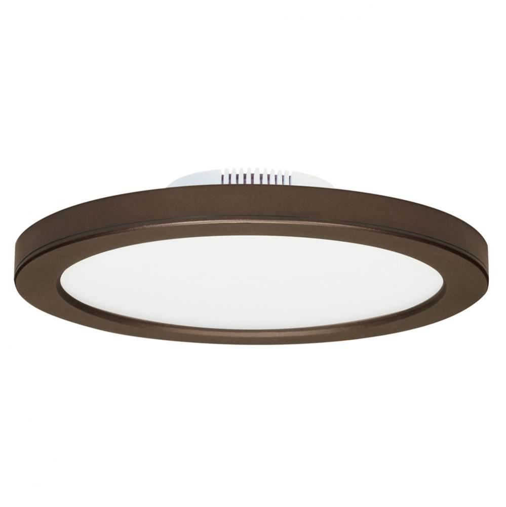 12 W 7&apos;&apos; Flush Mount LED Fixture, 3000K, Bronze Finish, 120/277 V