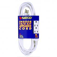 Satco 93-5049 - 12 ft 16/3 Sjt White 3 Wire Gr