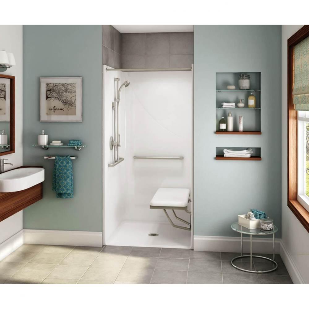 OPS-3636 AcrylX Alcove Center Drain One-Piece Shower in White - Massachusetts Compliant Model