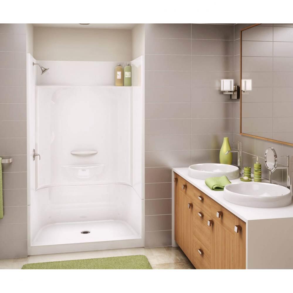 KDS 3448 AFR AcrylX Alcove Center Drain Four-Piece Shower in White