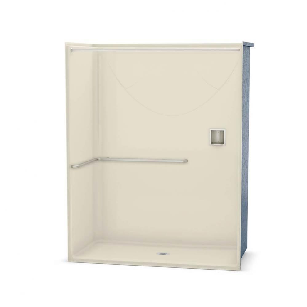 OPS-6030-RS AcrylX Alcove Center Drain One-Piece Shower in Bone - ADA L-Bar