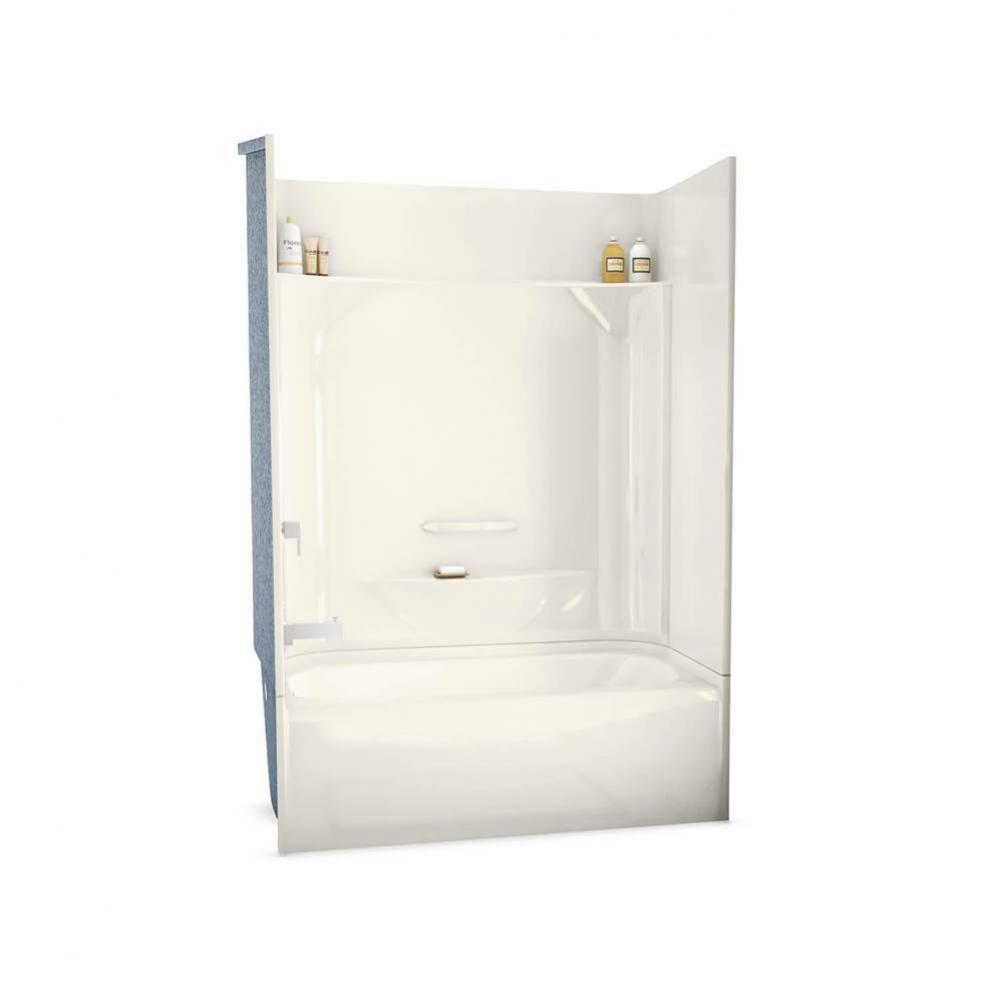 KDTS 2954 AcrylX Alcove Right-Hand Drain Four-Piece Tub Shower in Biscuit