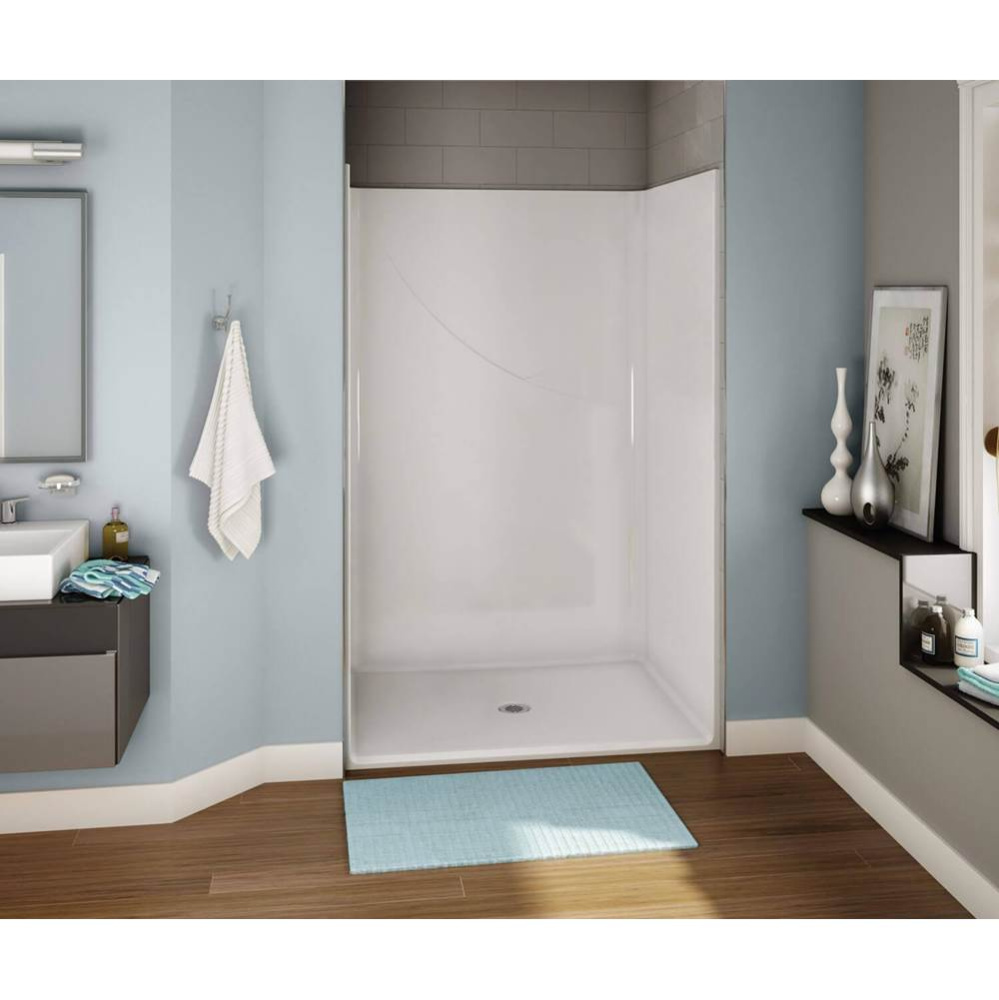 OPS-5634G AcrylX Alcove Center Drain One-Piece Shower in White