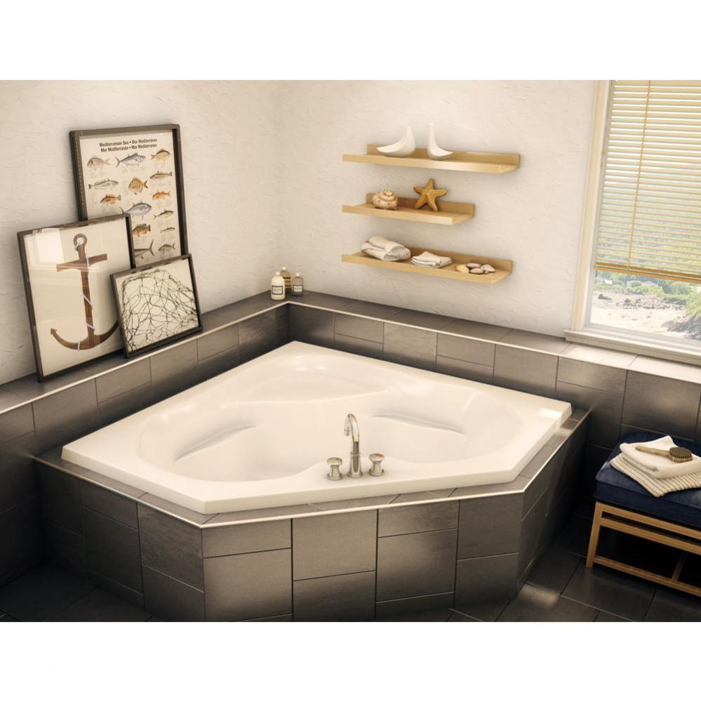 CT-6060 59 in. x 59 in. Corner Corner Bathtub with Center Drain in Bone