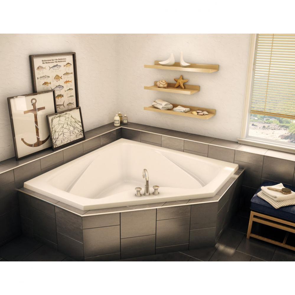 CTF2-6060 59 in. x 59 in. Corner Corner Bathtub with Center Drain in Bone