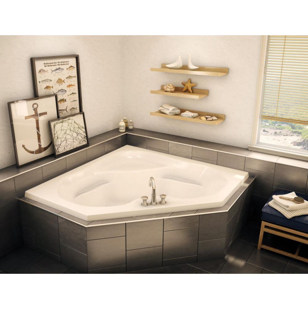 CTF-6060 59 in. x 59 in. Corner Corner Bathtub with Center Drain in Bone