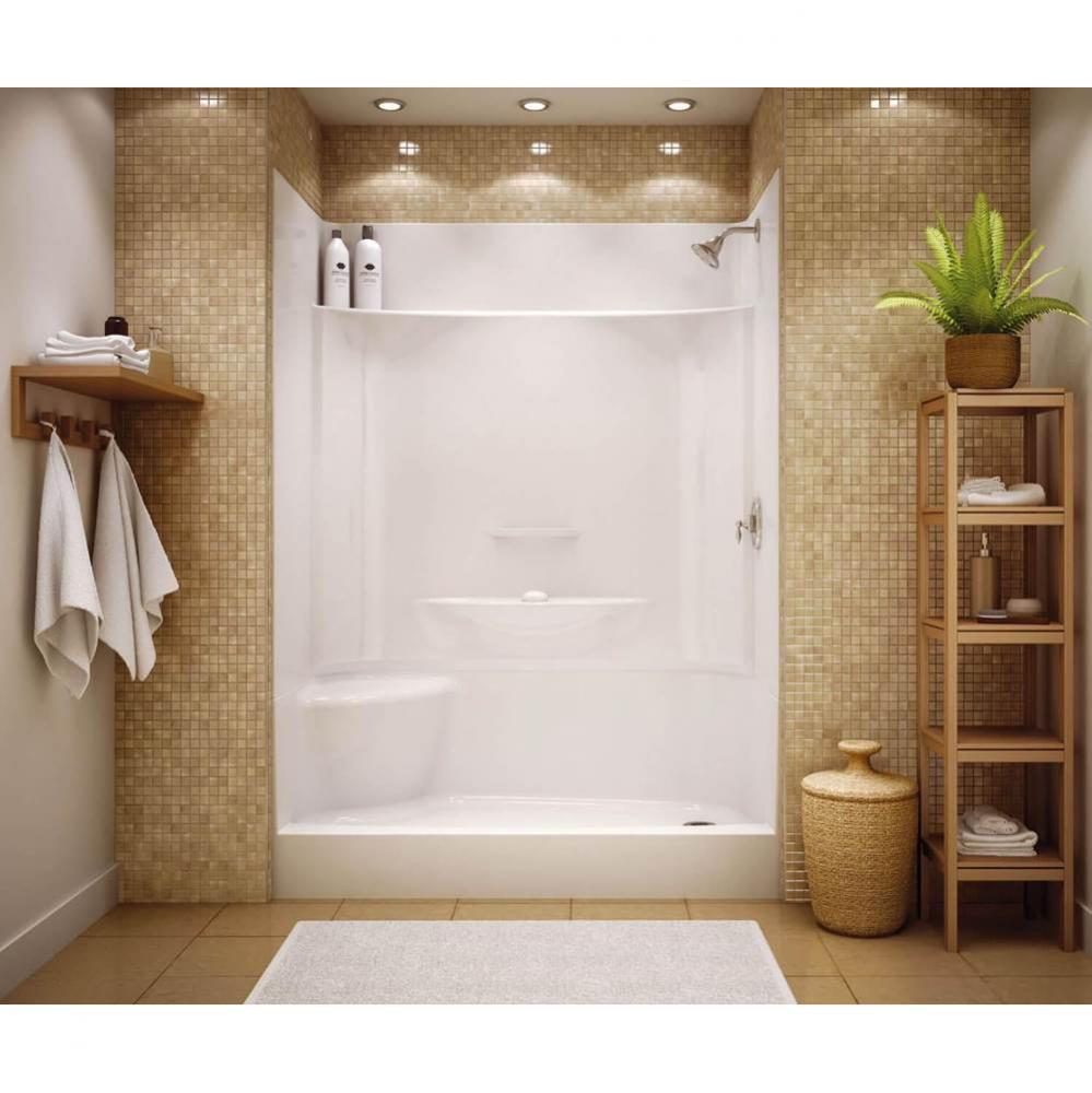 KDS 3460 AFR AcrylX Alcove Right-Hand Drain Four-Piece Shower in White