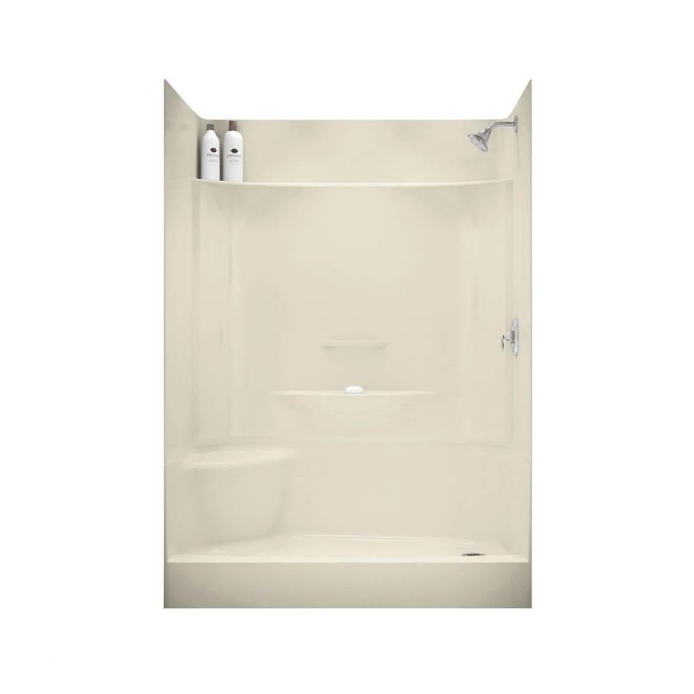 KDS 3460 AFR AcrylX Alcove Left-Hand Drain Four-Piece Shower in Bone