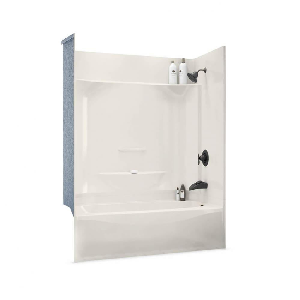 KDTS 3260 AFR AcrylX Alcove Left-Hand Drain Four-Piece Tub Shower in Biscuit