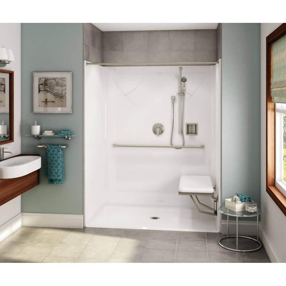 OPS-6036 AcrylX Alcove Center Drain One-Piece Shower in Sterling Silver - Massachusetts Compliant