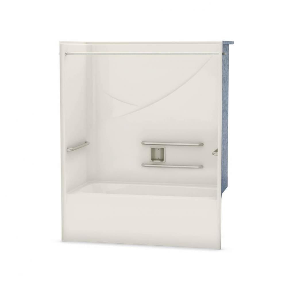 OPTS-6032 AcrylX Alcove Left-Hand Drain One-Piece Tub Shower in Biscuit - ADA Grab Bars