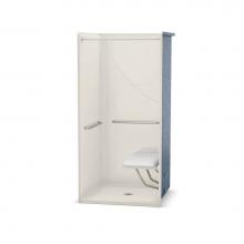 Aker 141366-L-000-007 - OPS-3636 AcrylX Alcove Center Drain One-Piece Shower in Biscuit - with MASS grab bar and seat