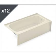 Aker 141363-002-004-501 - TO-2954 AFR AcrylX Alcove Left-Hand Drain Bath in Bone