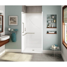Aker 141399-000-002-103 - OPS-3636 RRF AcrylX Alcove Center Drain One-Piece Shower in White - ANSI Grab Bar
