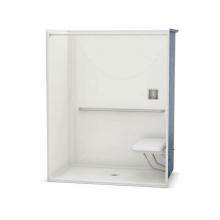 Aker 141369-000-004 - OPS-6036-RS with MASS Grab Bar and Seat 60 in. x 36 in. x 76.625 in. 1-piece Alcove Shower with